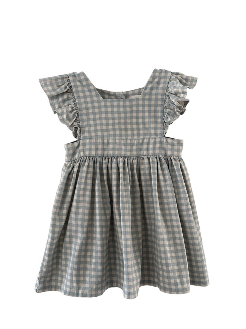 Wren & James Pinafore Girls' Blue Gingham Ruffle Dress
